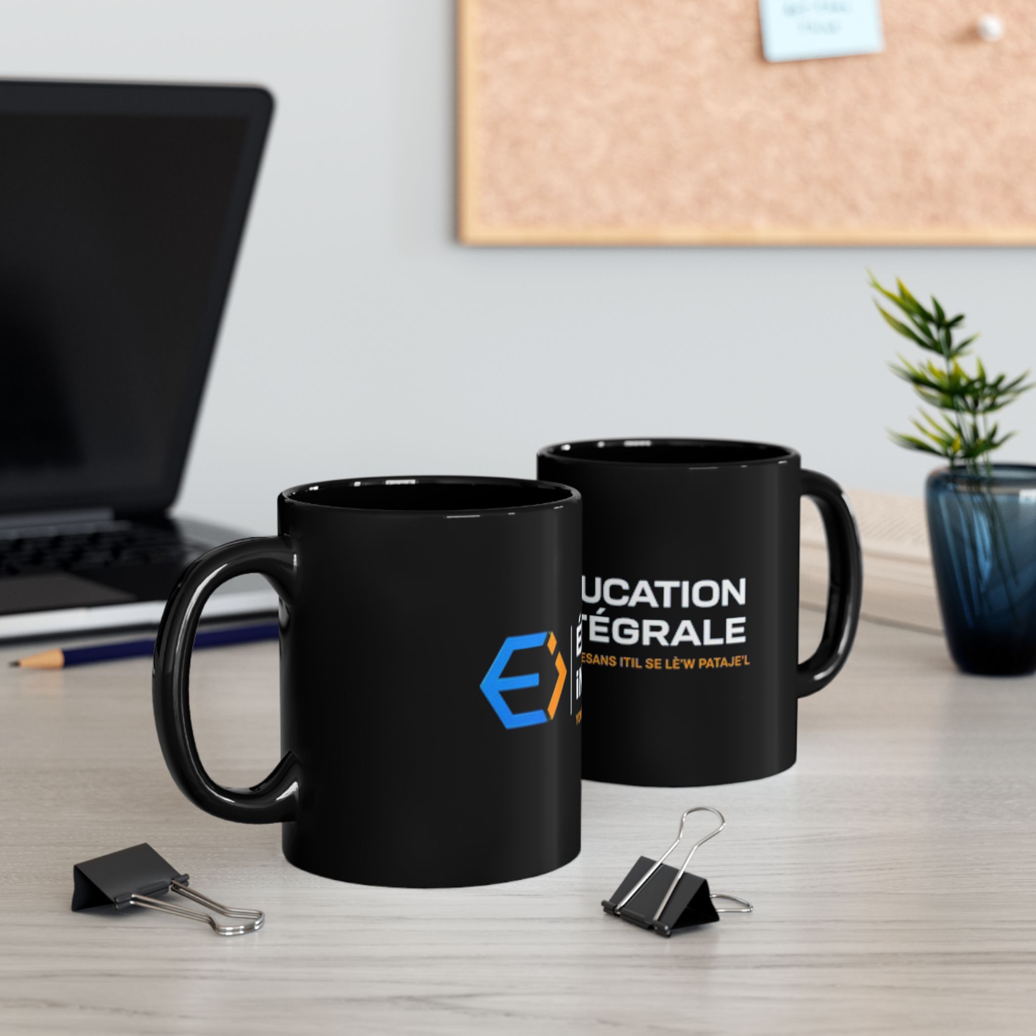 Éducation Intégrale Black Coffee Mug — Branded 11oz/15oz Ceramic